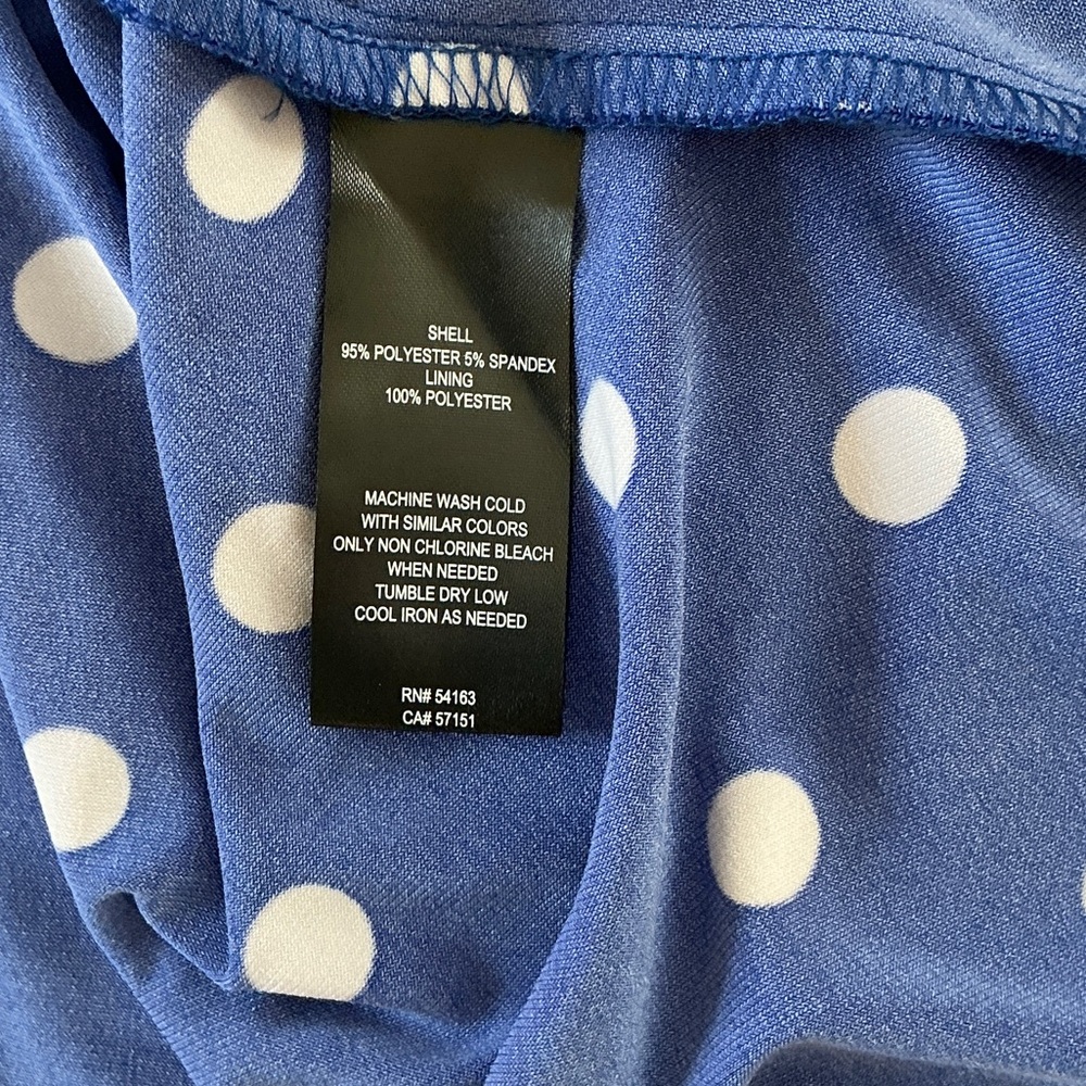 New! Beautiful royal blue faux polka dot wrap dress, Jessica Howard, size 10p - Picture 10 of 13